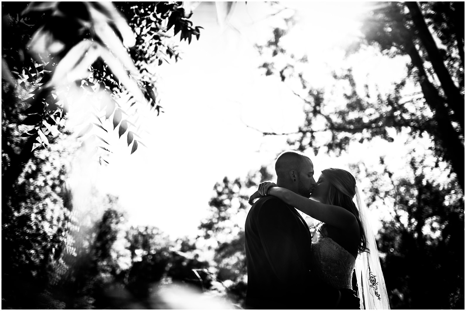 Bride and groom posing