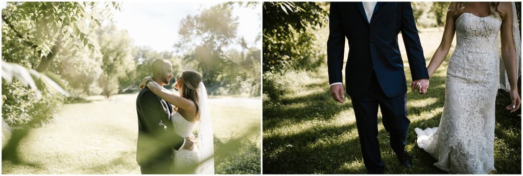 Bride and groom posing