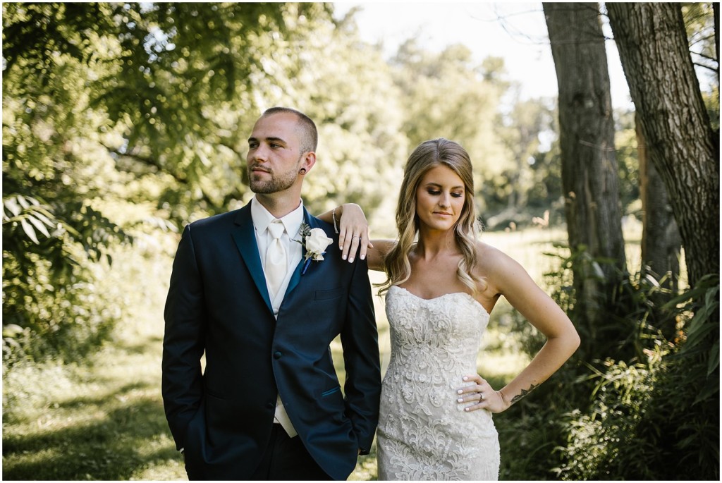 Bride and groom posing