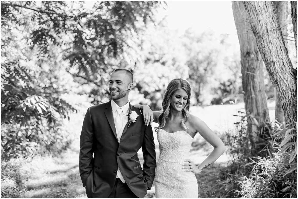 Bride and groom posing