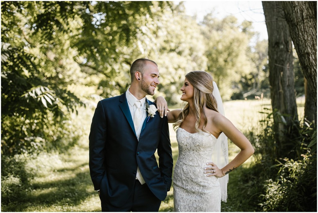 Bride and groom posing