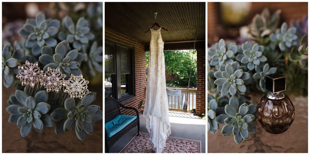 Brides dress hanging