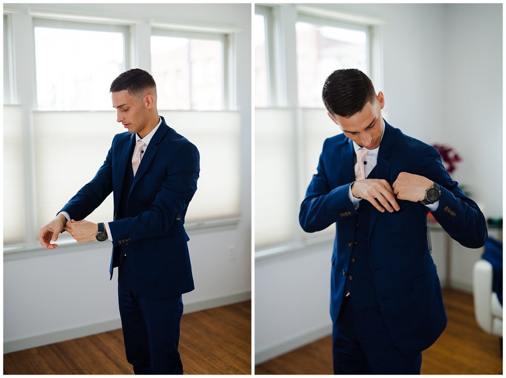 Groom getting ready