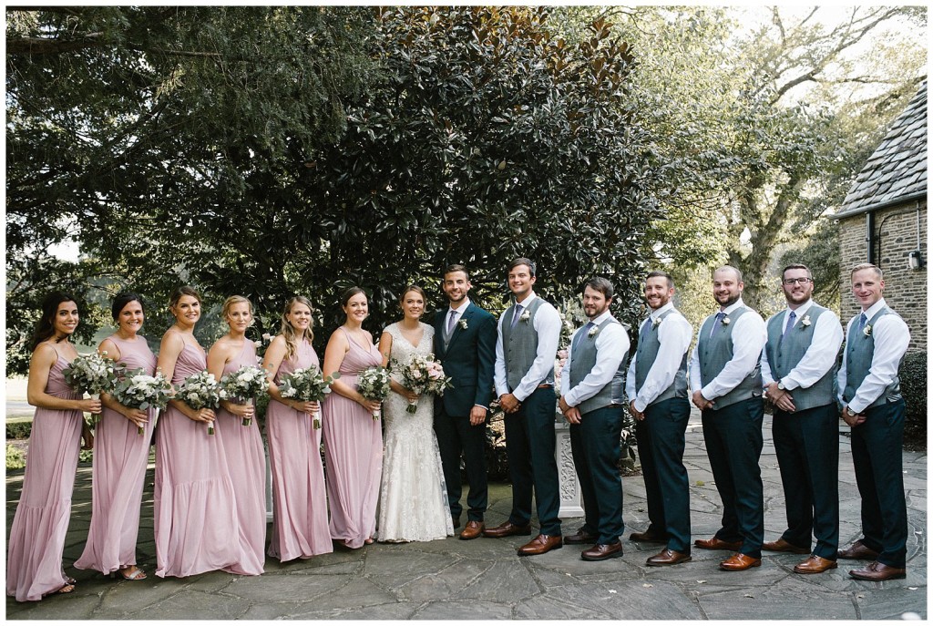 bridal party at longue vue club