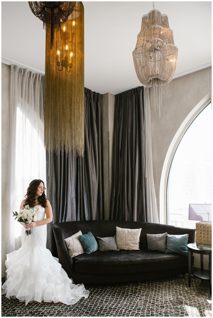 bride posing on couch