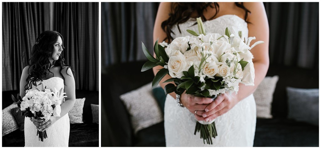 bride holding photos