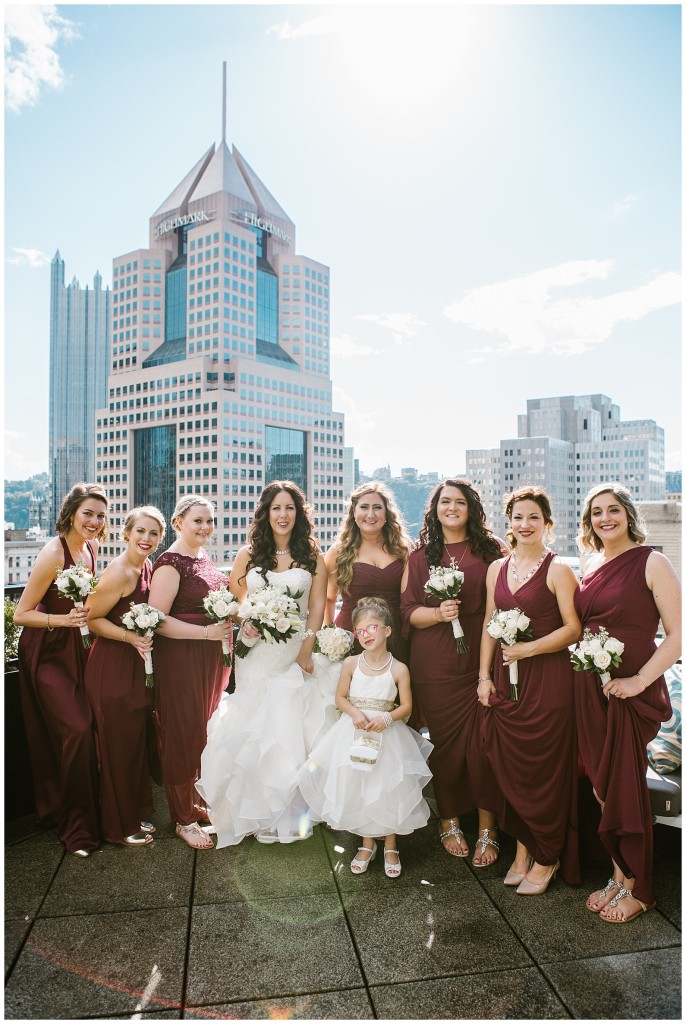 bridesmaids on rooftop