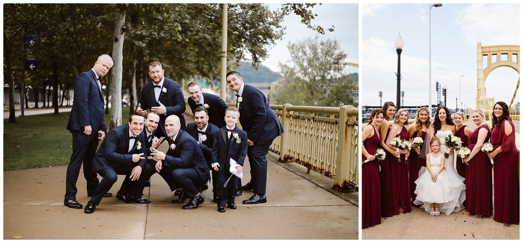 bridal party photos downtown pittsburgh