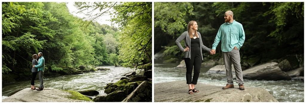 couple standing by river