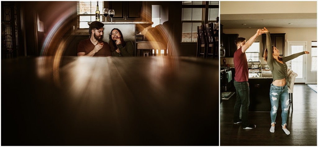 Engagement photos with pizza