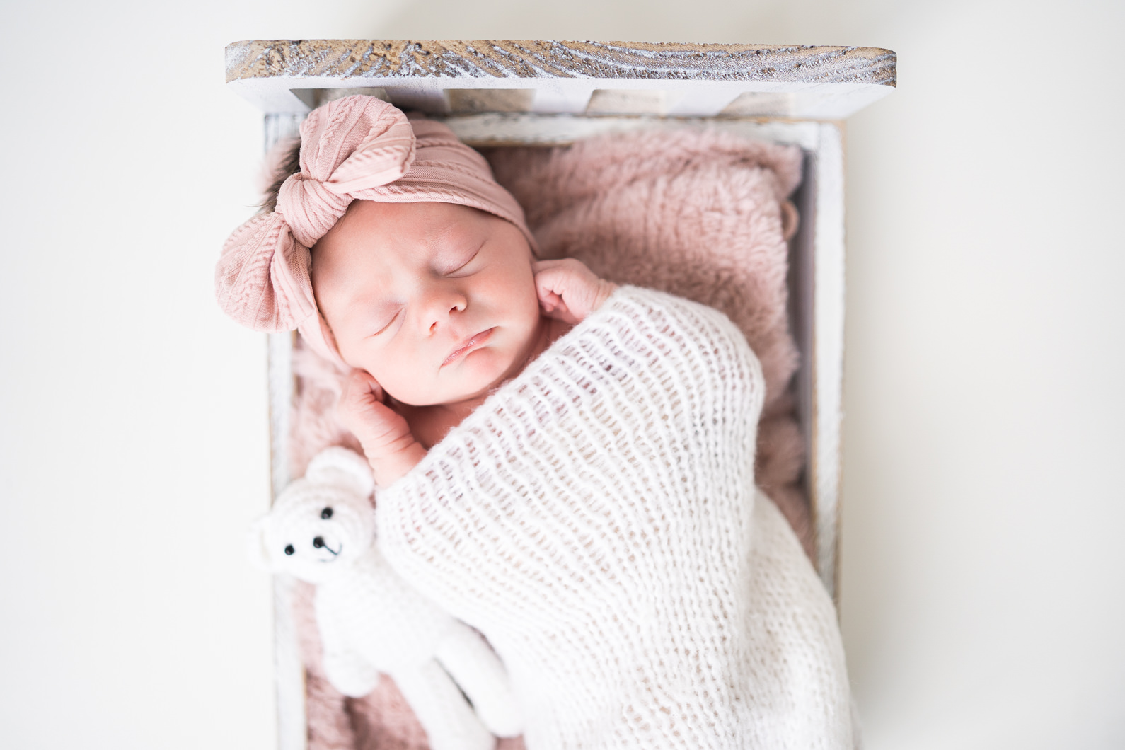 newborn girl and bow