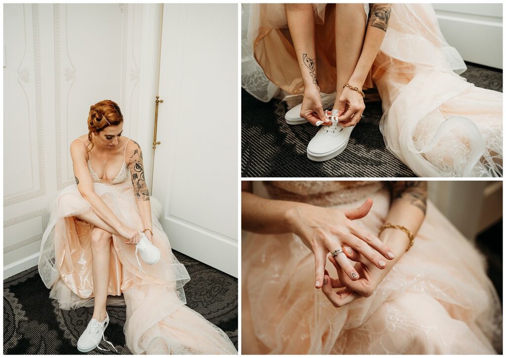 bride getting ready at hotel monaco