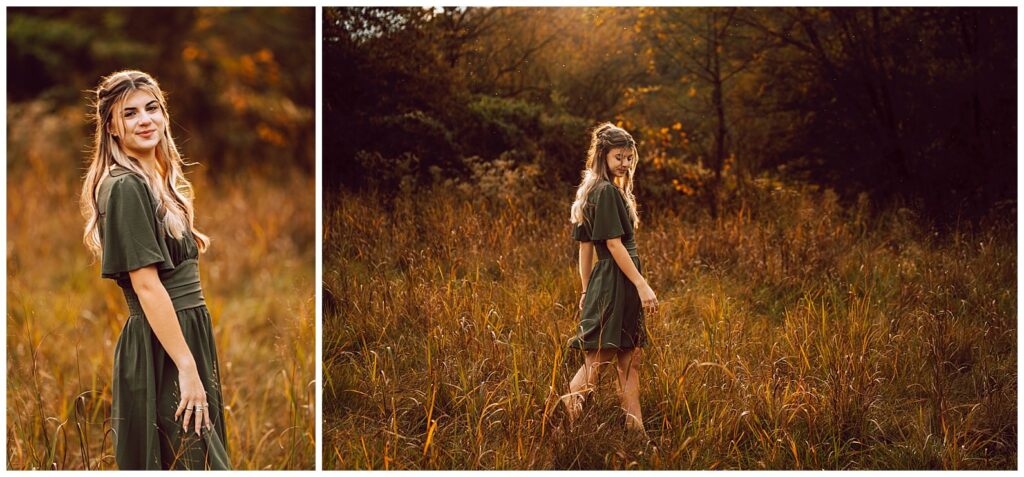 senior photos in a field