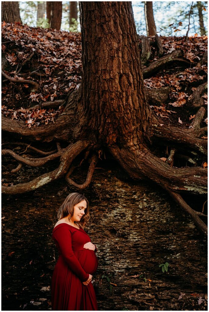 Red Flowing Maternity Dress