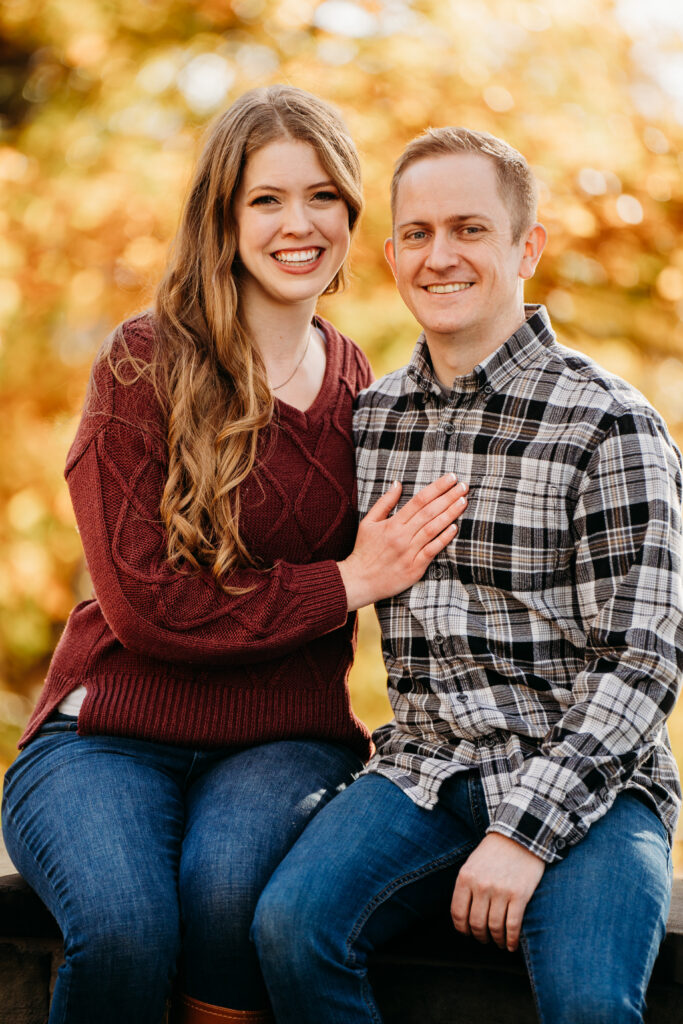 Schenley park engagement photos with fall leaves