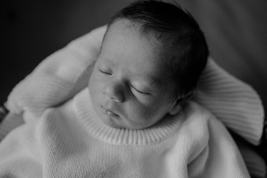 close up of a newborns face